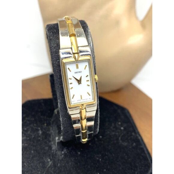 Seiko Women\'s Watch 2E20-7479 Quartz Petite Tank Rectangle White Dial Two Tone main image 13
